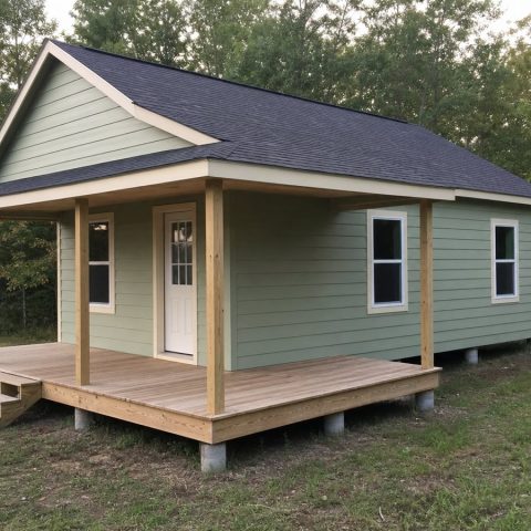 $48,400 Porch Tiny Cottage: 520-Sq.-Ft. One-Bedroom Plan