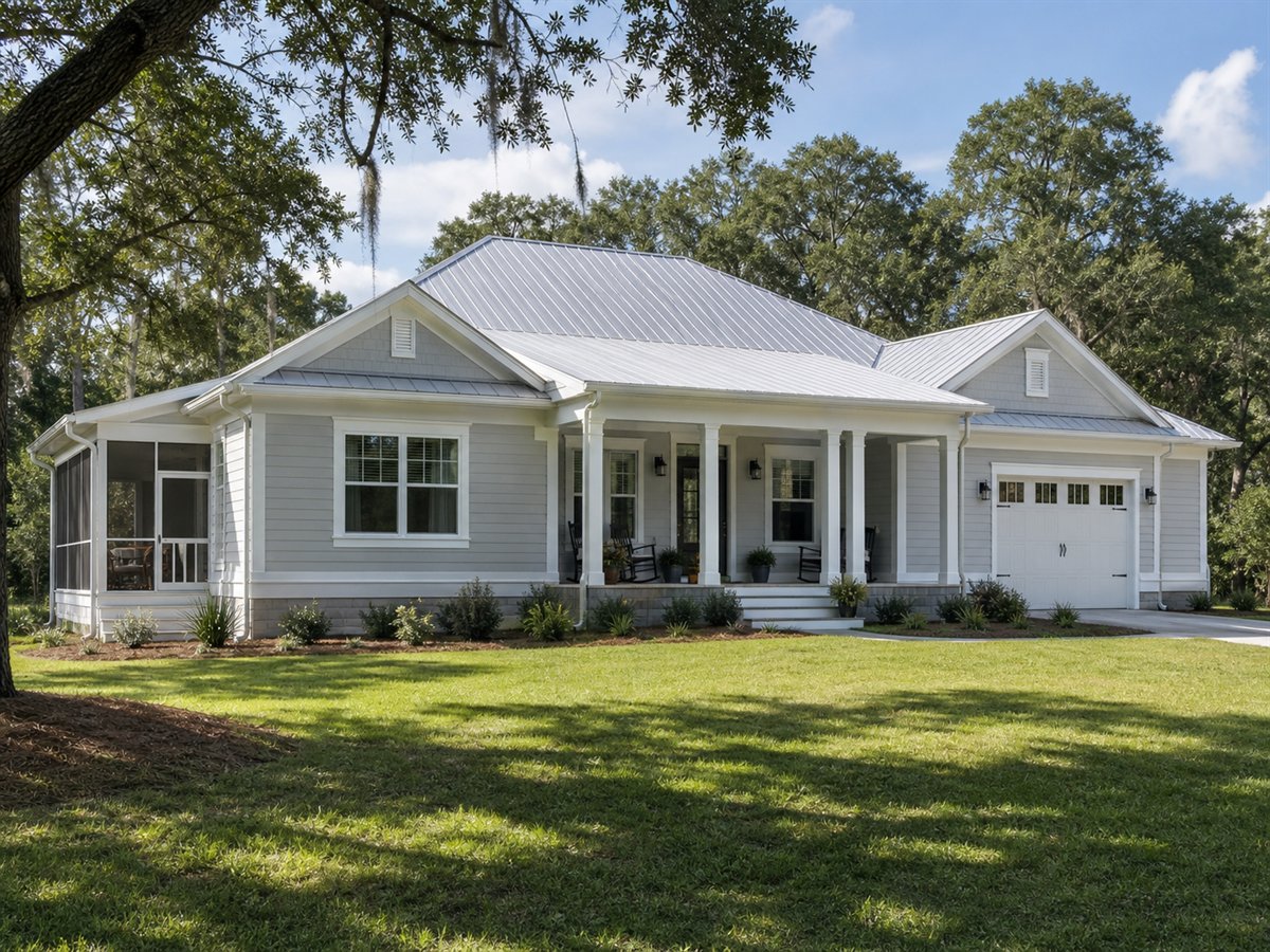 Breeze Porch House 1953, a conceptual 1953-square-foot screened-porch Southern family home with a $293,125 construction target