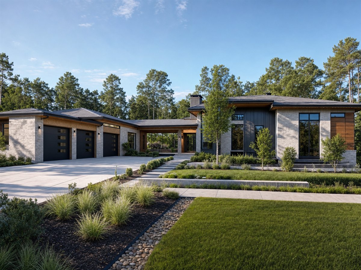 Atrium Ranch 3623, a conceptual 3623-square-foot modern courtyard luxury ranch with a $836,250 construction target