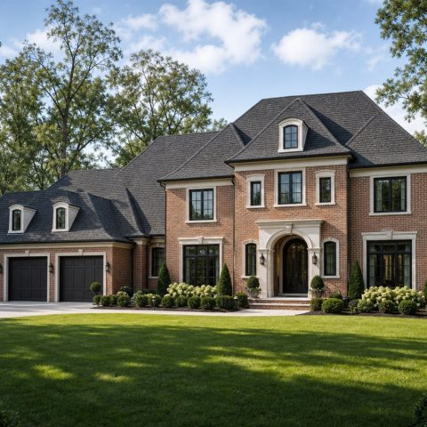 $838,750 Grand Brick Manor Revival Custom Home: 3,631-Sq.-Ft. Five-Bedroom Custom Plan