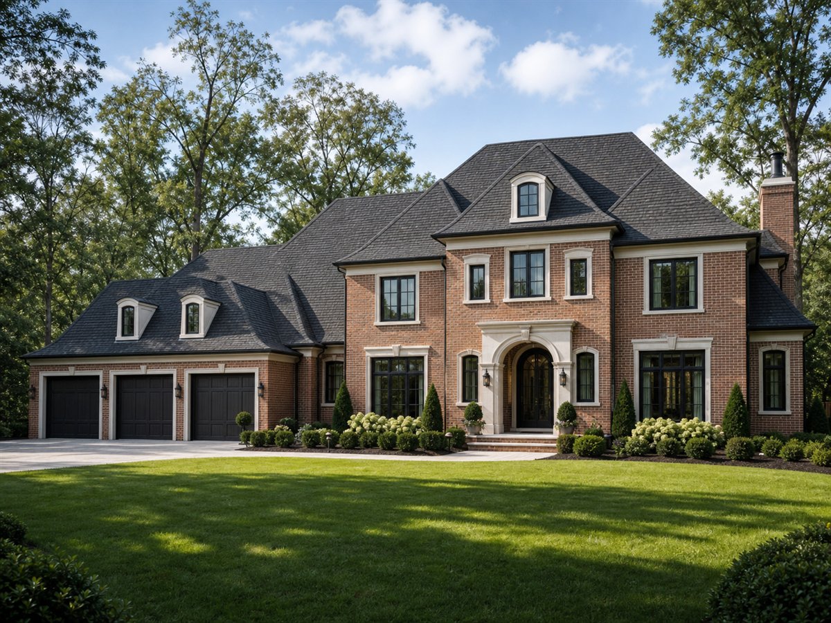 Kingsley Brick House 3631, a conceptual 3631-square-foot brick manor revival custom home with a $838,750 construction target