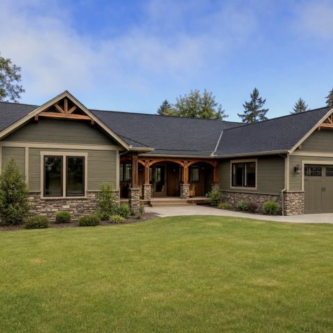 $296,875 Practical Courtyard Craftsman Family Home: 1,957-Sq.-Ft. Three-Bedroom Plan