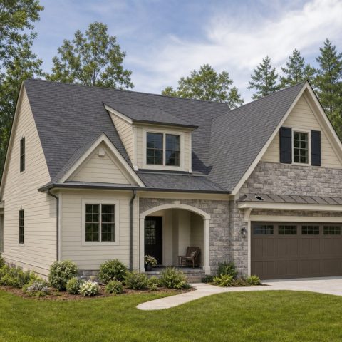 $299,375 Practical Stone-Accent Family Cottage: 1,959-Sq.-Ft. Three-Bedroom Plan