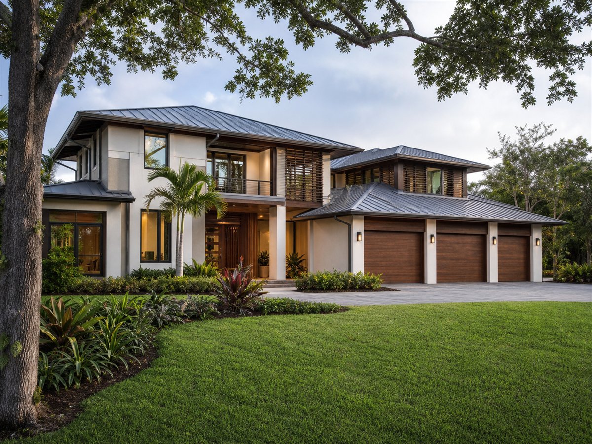 Trade Wind House 3663, a conceptual 3663-square-foot tropical-modern custom home with a $848,750 construction target