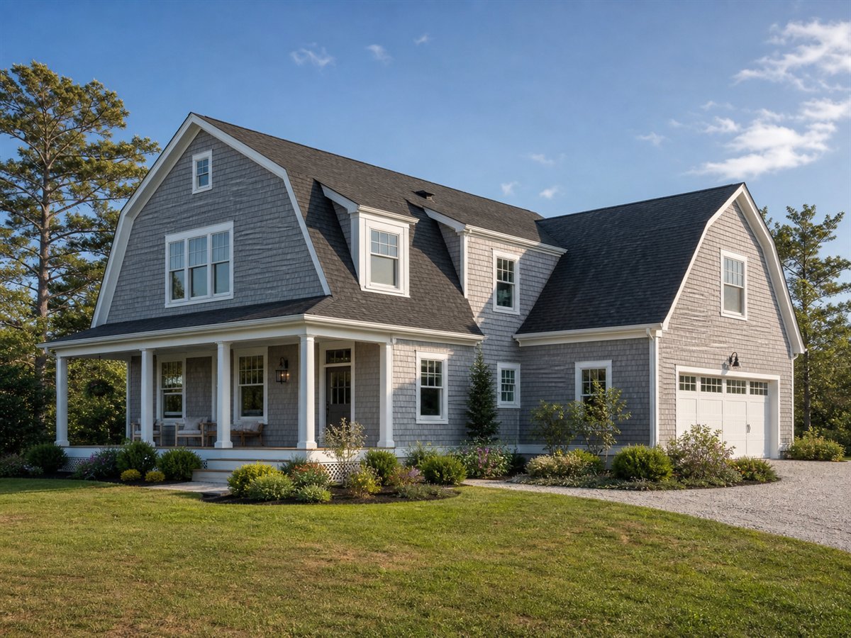 Seabrook Shingle House 2001, a conceptual 2001-square-foot restrained Shingle-style family home with a $300,625 construction target