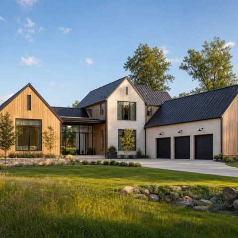$866,250 Grand Modern Gabled-Pavilion Custom Home: 3,719-Sq.-Ft. Five-Bedroom Custom Plan