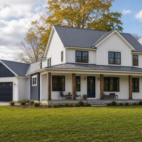 $310,625 Practical Great Lakes Modern Farmhouse: 2,051-Sq.-Ft. Three-Bedroom Plan