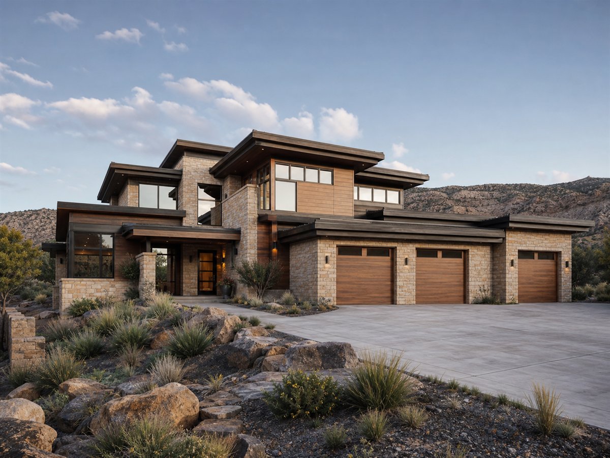 Canyon Rim House 3735, a conceptual 3735-square-foot canyon contemporary custom home with a $871,250 construction target