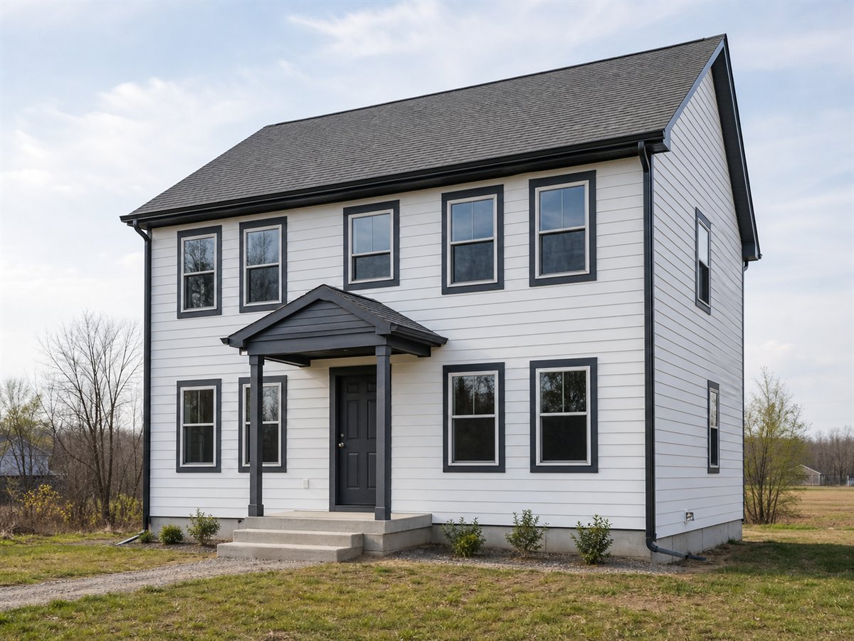 Cornerstone 1500, a conceptual 1500-square-foot economical two-story family home with a $249,500 construction target