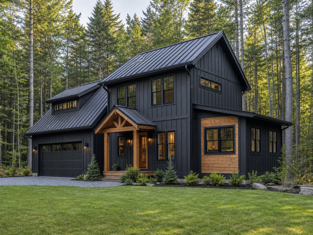 Hemlock Cabin House 2052, a conceptual 2052-square-foot modern woodland cabin family home with a $311,875 construction target