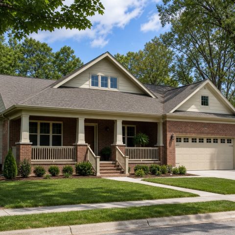 $314,375 Growing Brick-Accent American Bungalow: 2,054-Sq.-Ft. Four-Bedroom Plan
