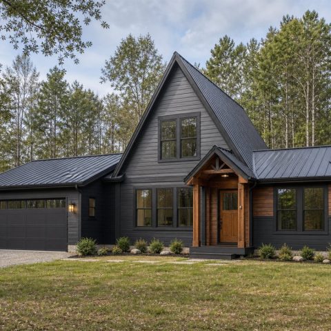 $316,875 Growing Restrained A-Frame-Inspired Family Home: 2,057-Sq.-Ft. Four-Bedroom Plan