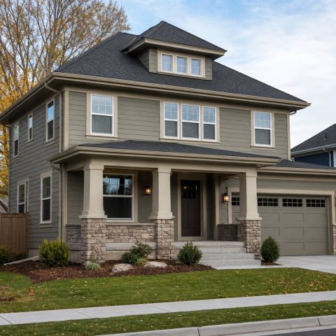 $320,625 Growing Craftsman-Influenced Foursquare Family Home: 2,101-Sq.-Ft. Four-Bedroom Plan