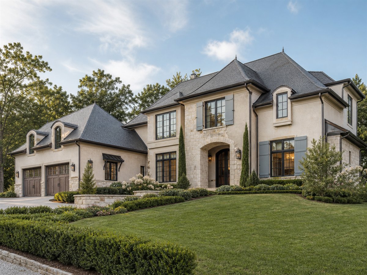 Bellemont House 3831, a conceptual 3831-square-foot French-country custom home with a $901,250 construction target