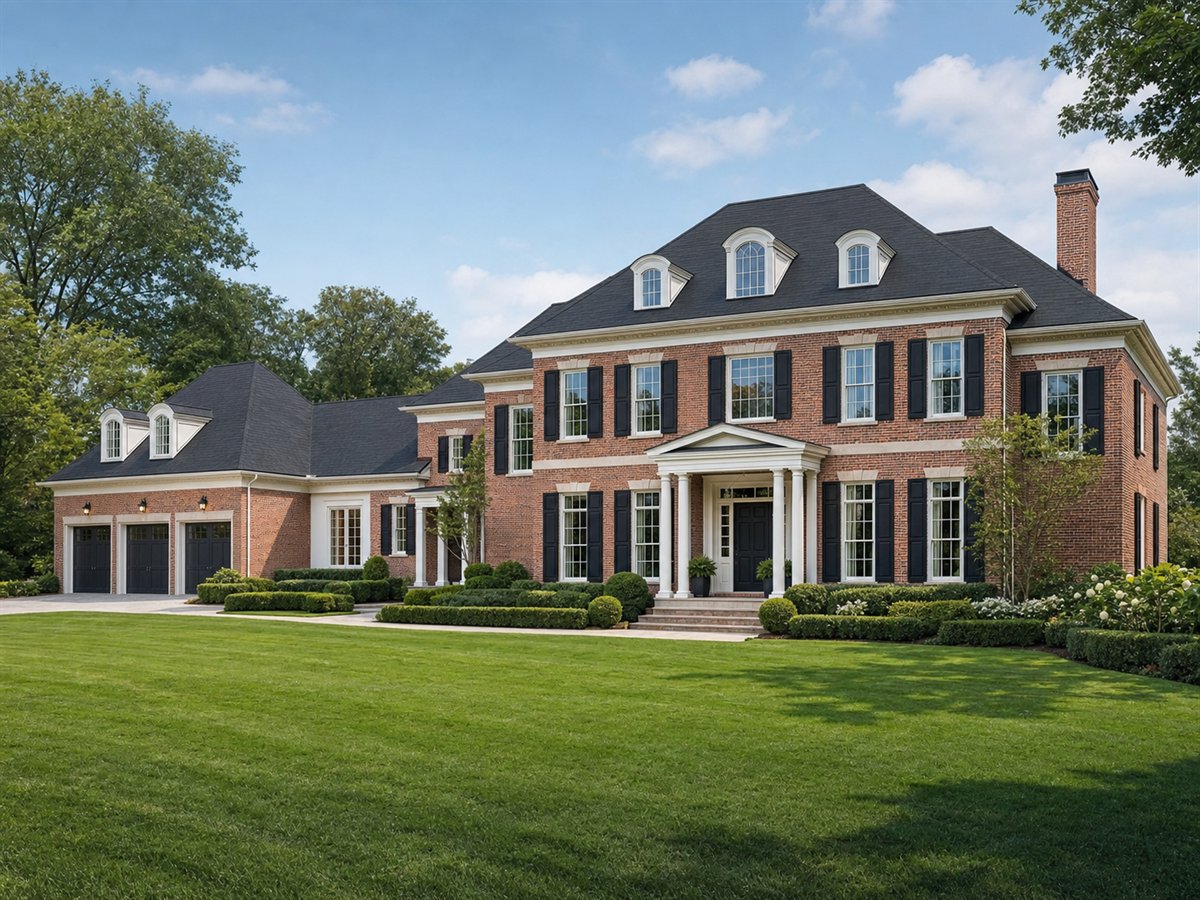 Fairfax Georgian 3847, a conceptual 3847-square-foot Georgian Colonial custom home with a $906,250 construction target