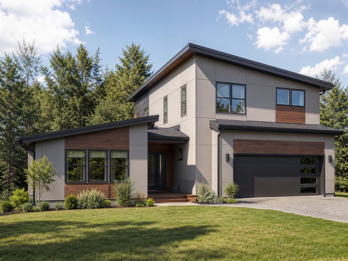 Slope Light House 2152, a conceptual 2152-square-foot shed-roof contemporary family home with a $331,875 construction target