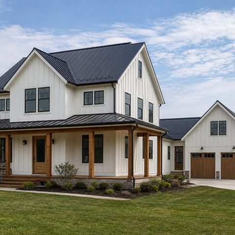 $346,875 Growing Rear-Garage Modern Farmhouse: 2,207-Sq.-Ft. Four-Bedroom Plan