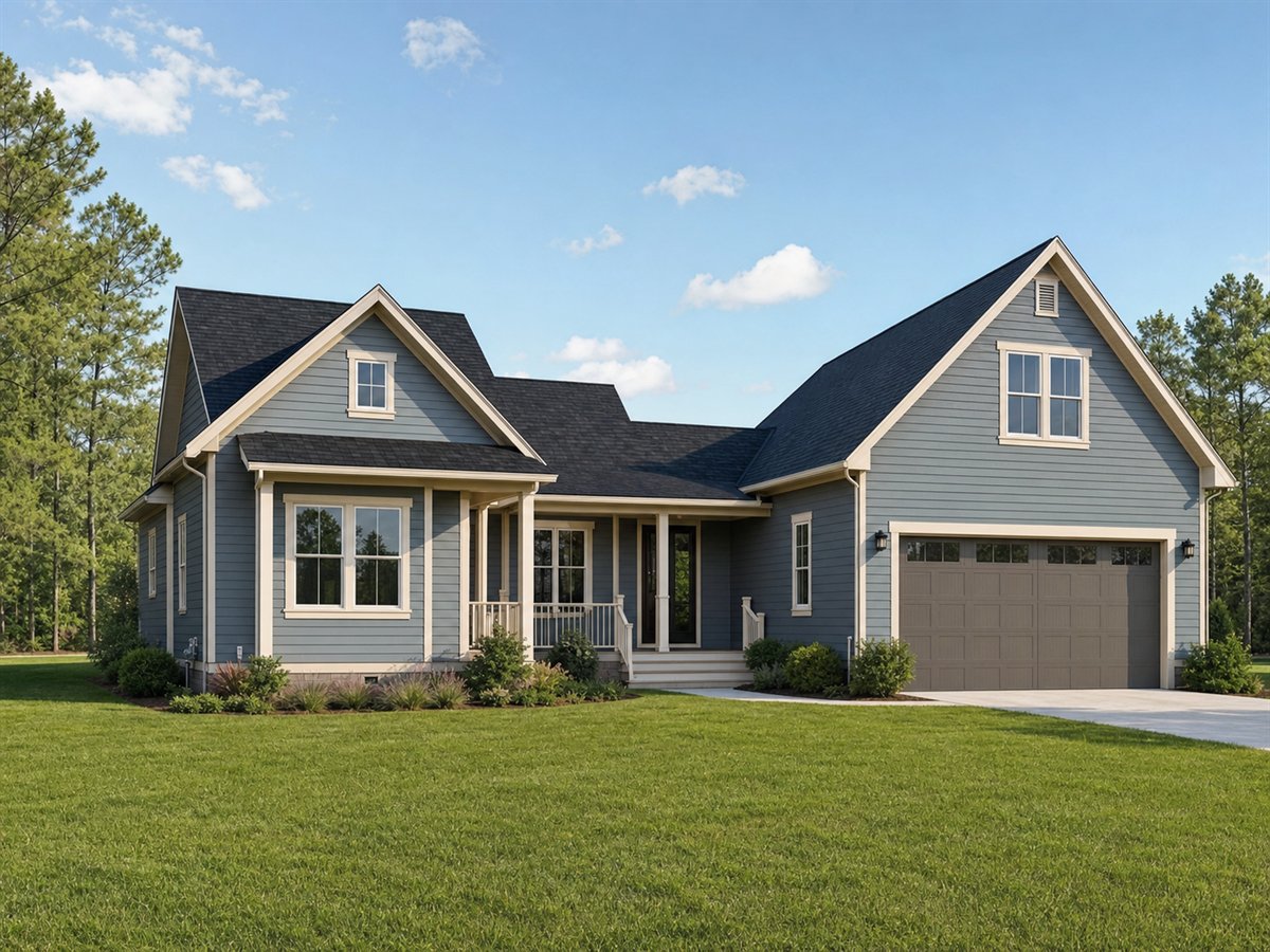 Twin Gable Family House 2208, a conceptual 2208-square-foot dual-cottage-inspired single-family home with a $348,125 construction target
