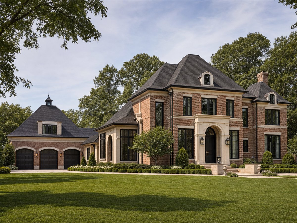 Kingsley Brick House 4031, a conceptual 4031-square-foot brick manor revival custom home with a $963,750 construction target