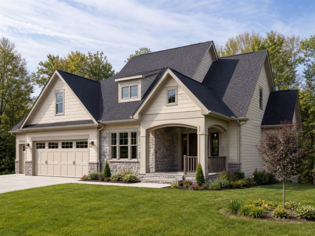 $361,875 Growing Stone-Accent Family Cottage: 2,302-Sq.-Ft. Four-Bedroom Plan