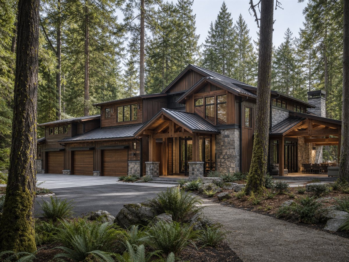 Rainier Lodge House 4103, a conceptual 4103-square-foot Northwest lodge custom home with a $986,250 construction target