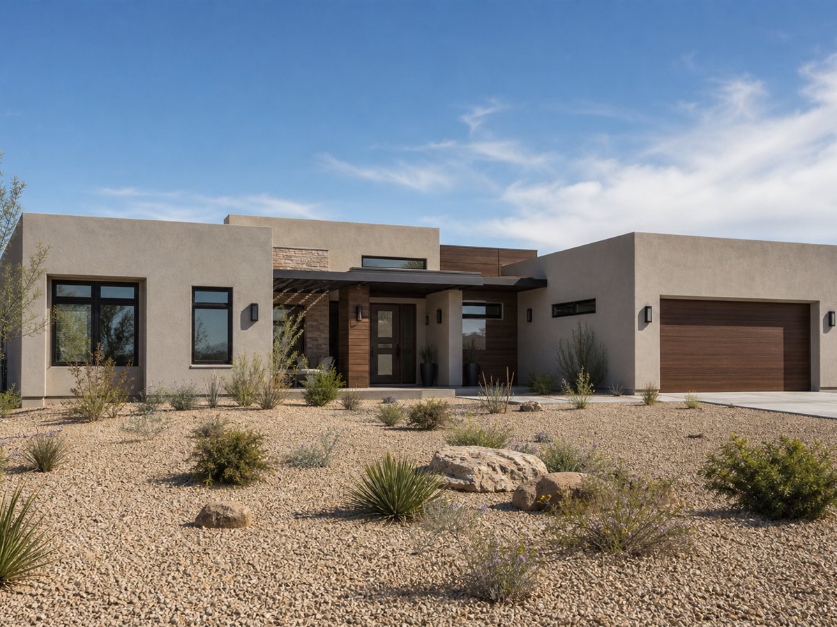 Ocotillo Ranch 2351, a conceptual 2351-square-foot desert-modern family ranch with a $370,625 construction target