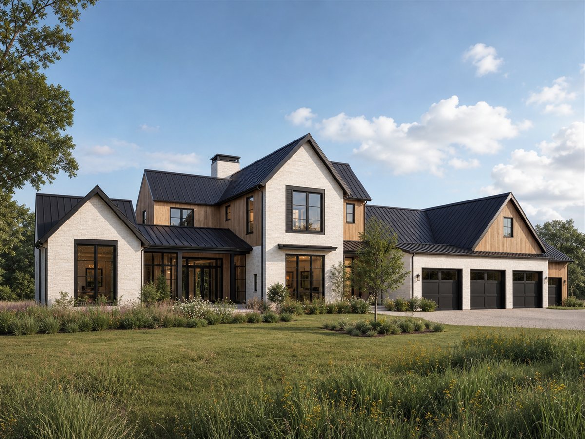 Axis Gable House 4119, a conceptual 4119-square-foot modern gabled-pavilion custom home with a $991,250 construction target