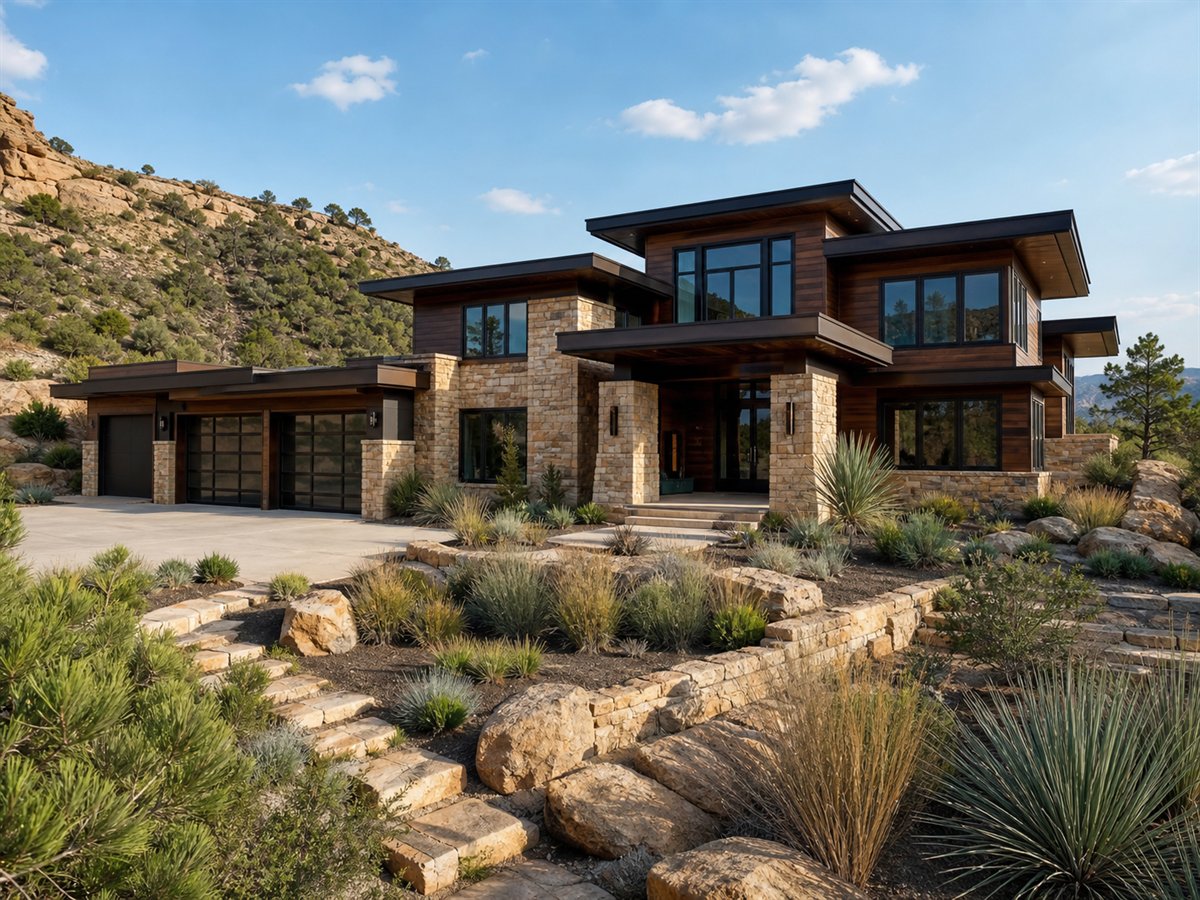 Canyon Rim House 4135, a conceptual 4135-square-foot canyon contemporary custom home with a $996,250 construction target