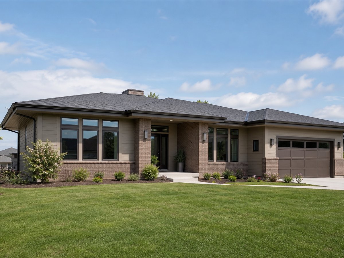Prairie Grove 2356, a conceptual 2356-square-foot Prairie-style family ranch with a $375,625 construction target