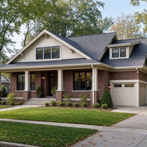 $376,875 Adaptable Brick-Accent American Bungalow: 2,357-Sq.-Ft. Four-Bedroom Plan