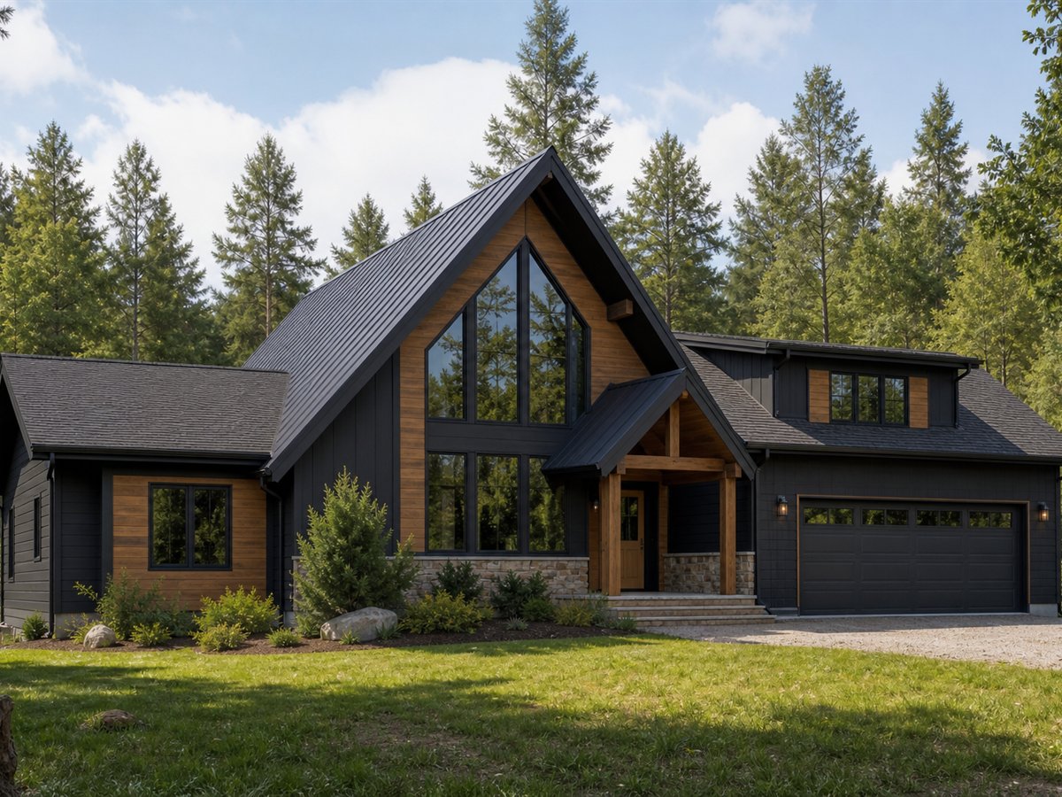 Pine A-Frame House 2359, a conceptual 2359-square-foot restrained A-frame-inspired family home with a $379,375 construction target