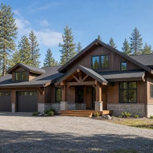 $386,875 Adaptable Restrained Alpine-Chalet Family Home: 2,407-Sq.-Ft. Four-Bedroom Plan