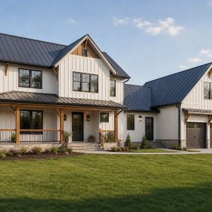 $409,375 Adaptable Rear-Garage Modern Farmhouse: 2,509-Sq.-Ft. Four-Bedroom Plan