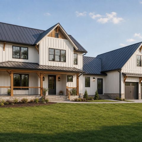 $409,375 Adaptable Rear-Garage Modern Farmhouse: 2,509-Sq.-Ft. Four-Bedroom Plan