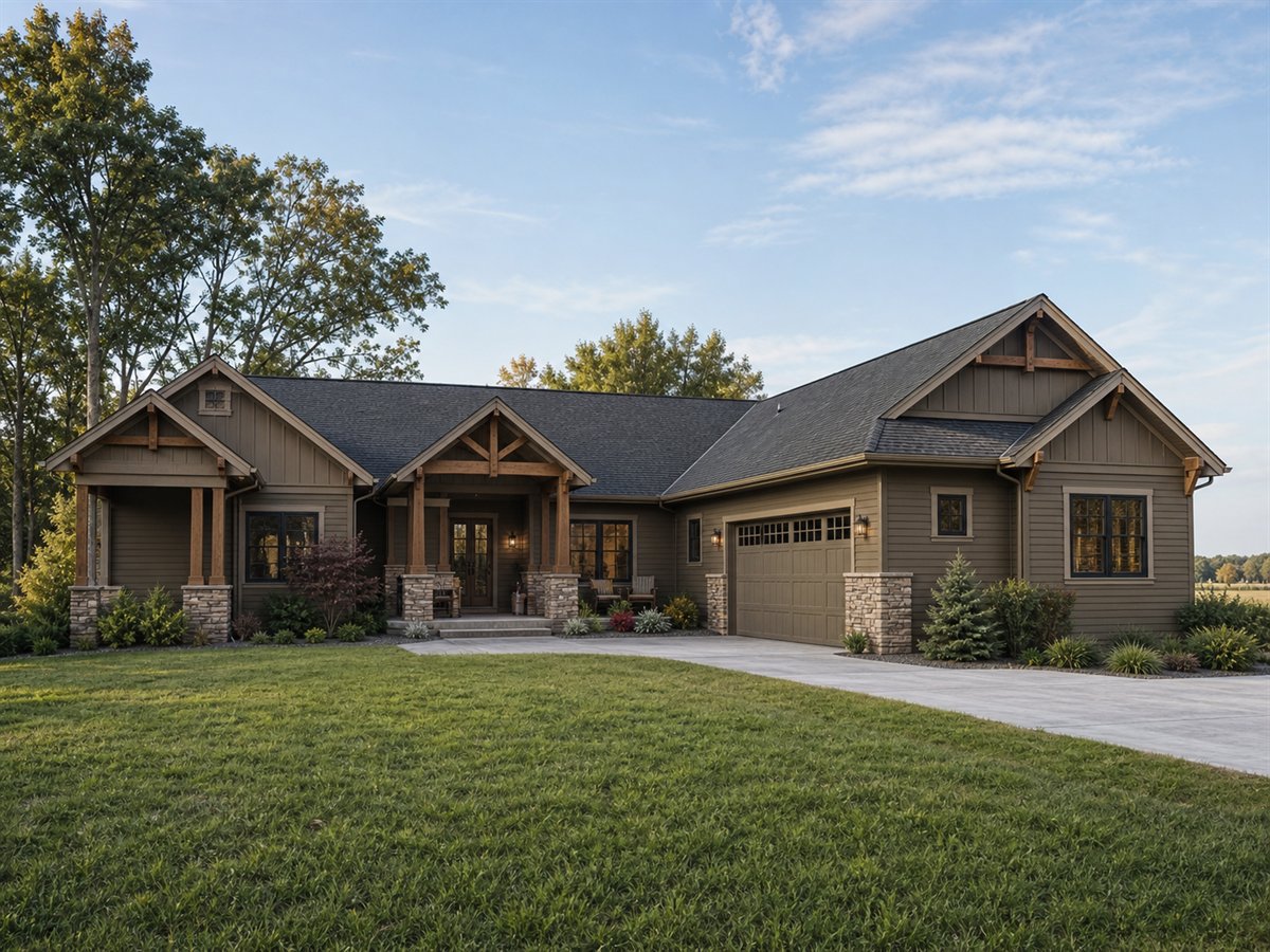 Craft Court House 2602, a conceptual 2602-square-foot courtyard Craftsman family home with a $421,875 construction target