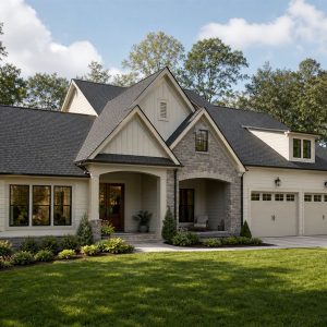 $424,375 Adaptable Stone-Accent Family Cottage: 2,604-Sq.-Ft. Four-Bedroom Plan