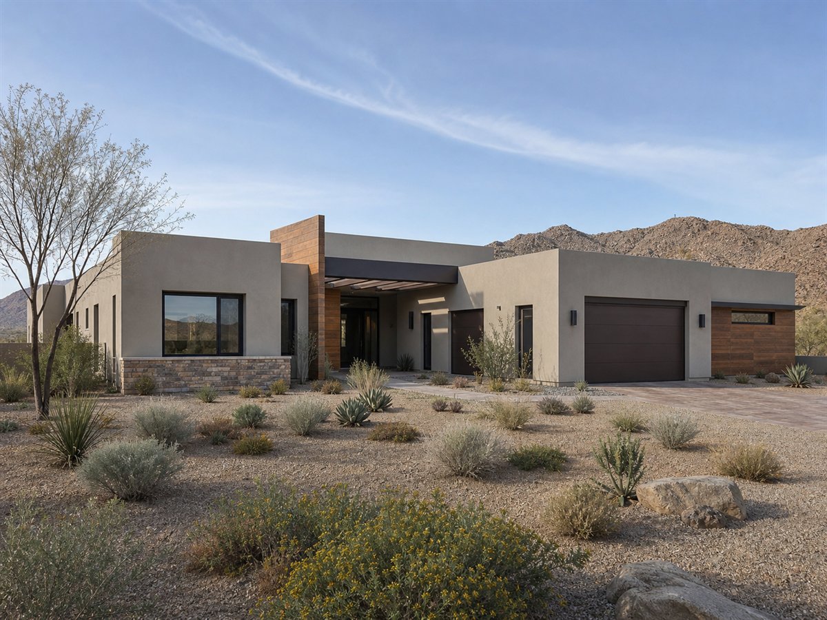 Ocotillo Ranch 2653, a conceptual 2653-square-foot desert-modern family ranch with a $433,125 construction target