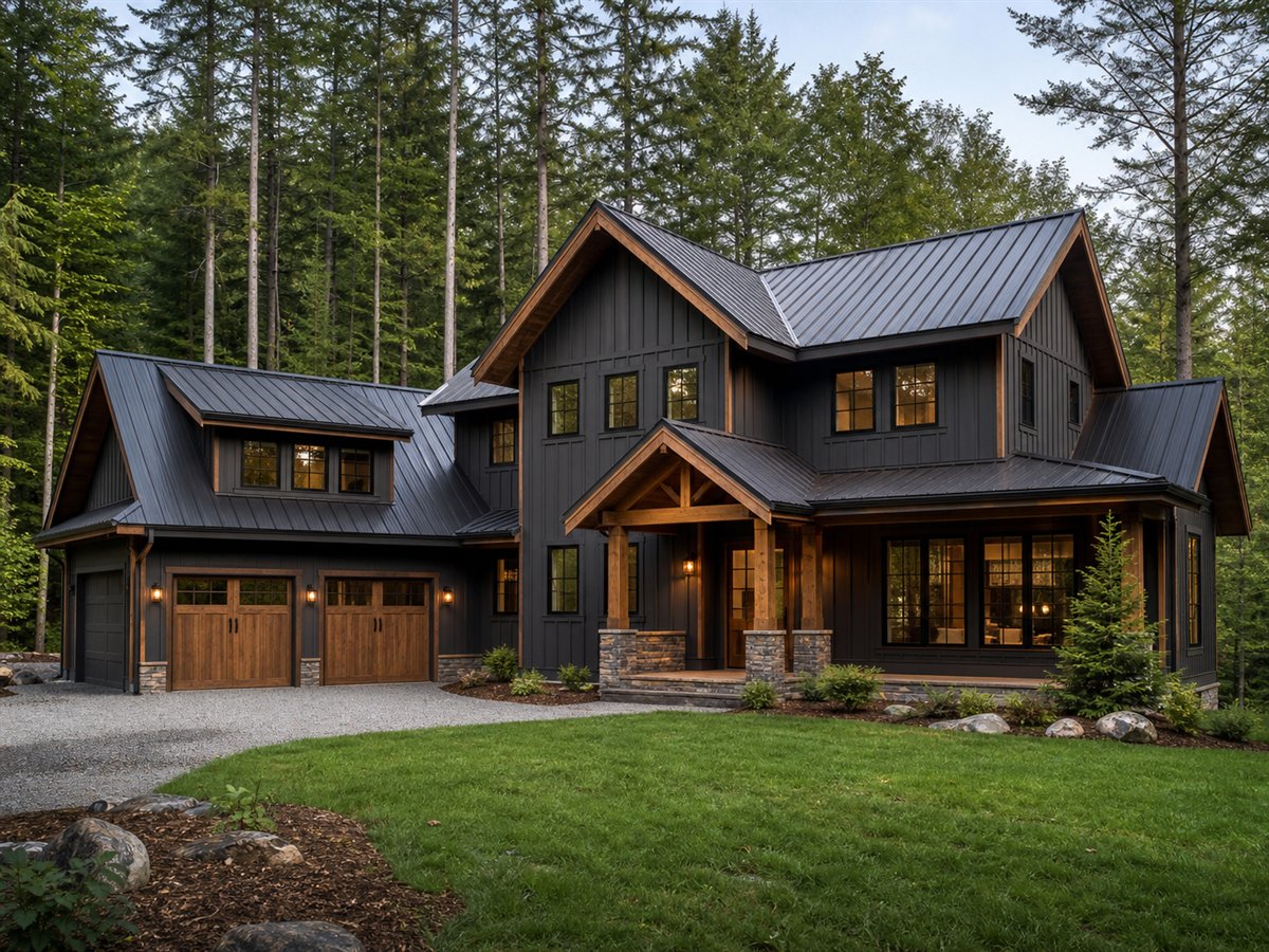 Hemlock Cabin House 2657, a conceptual 2657-square-foot modern woodland cabin family home with a $436,875 construction target