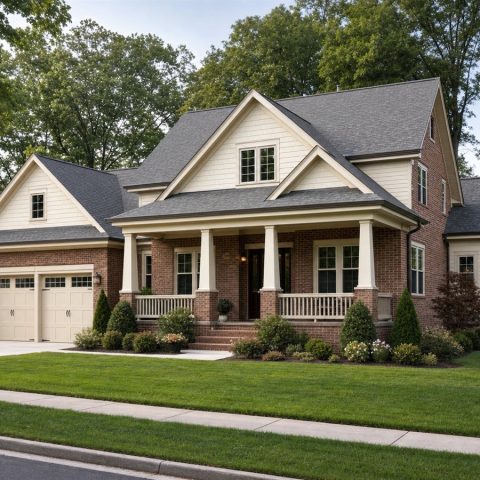 $439,375 Generational Brick-Accent American Bungalow: 2,659-Sq.-Ft. Five-Bedroom Plan