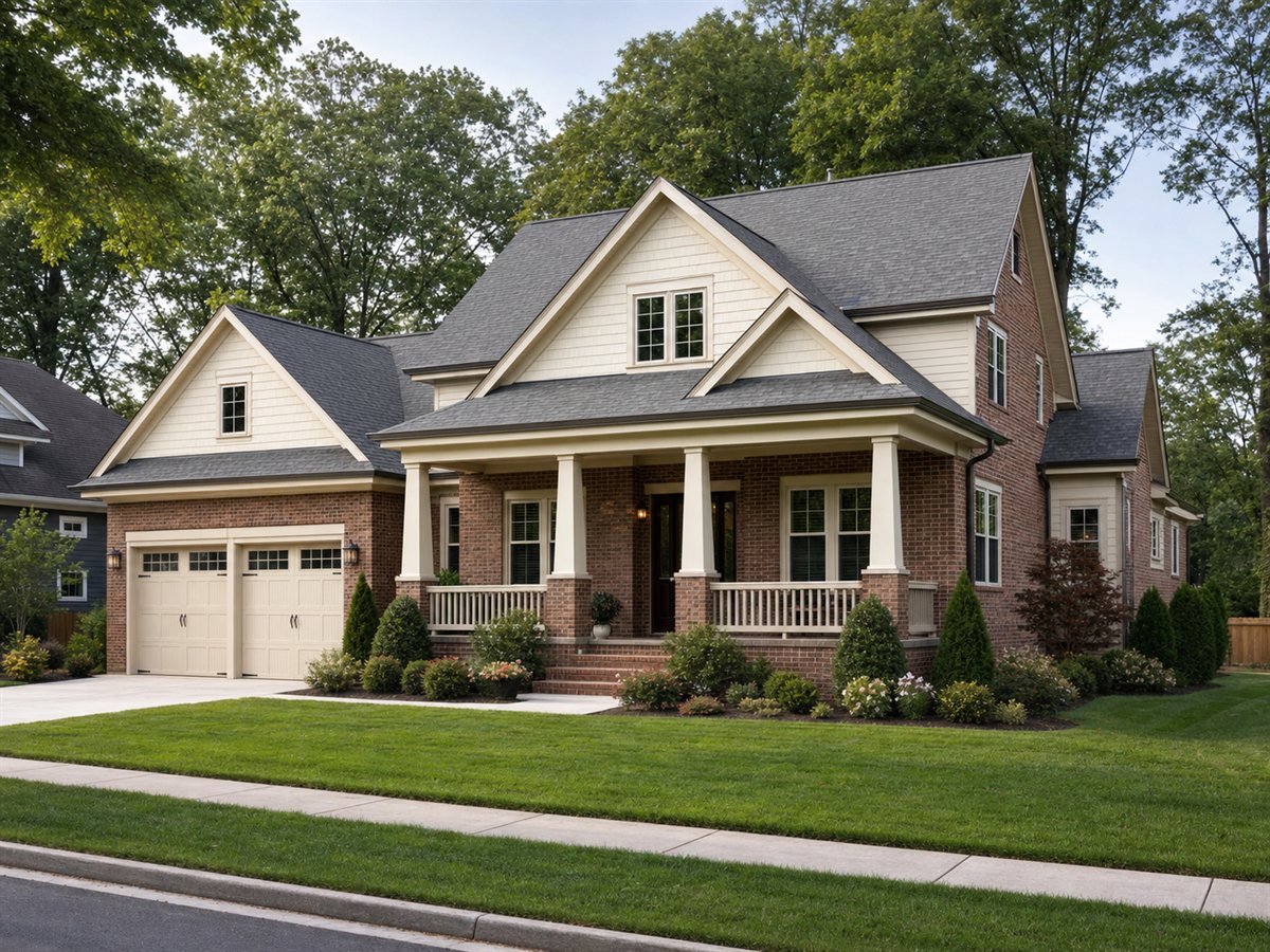 Briar Brick Bungalow 2659, a conceptual 2659-square-foot brick-accent American bungalow with a $439,375 construction target