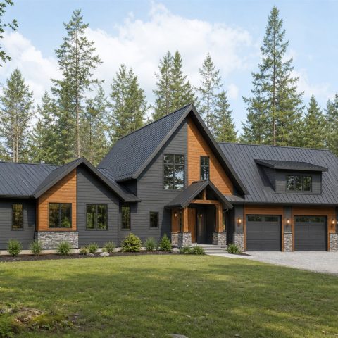 $441,875 Generational Restrained A-Frame-Inspired Family Home: 2,702-Sq.-Ft. Five-Bedroom Plan