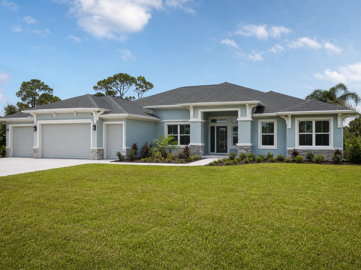 Palm Breeze Ranch 2754, a conceptual 2754-square-foot Florida-region ranch home with a $454,375 construction target