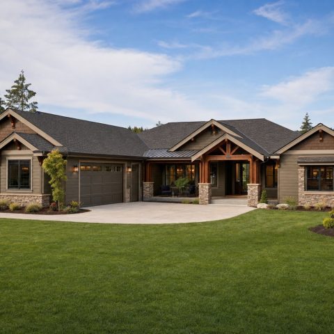 $484,375 Generational Courtyard Craftsman Family Home: 2,904-Sq.-Ft. Five-Bedroom Plan