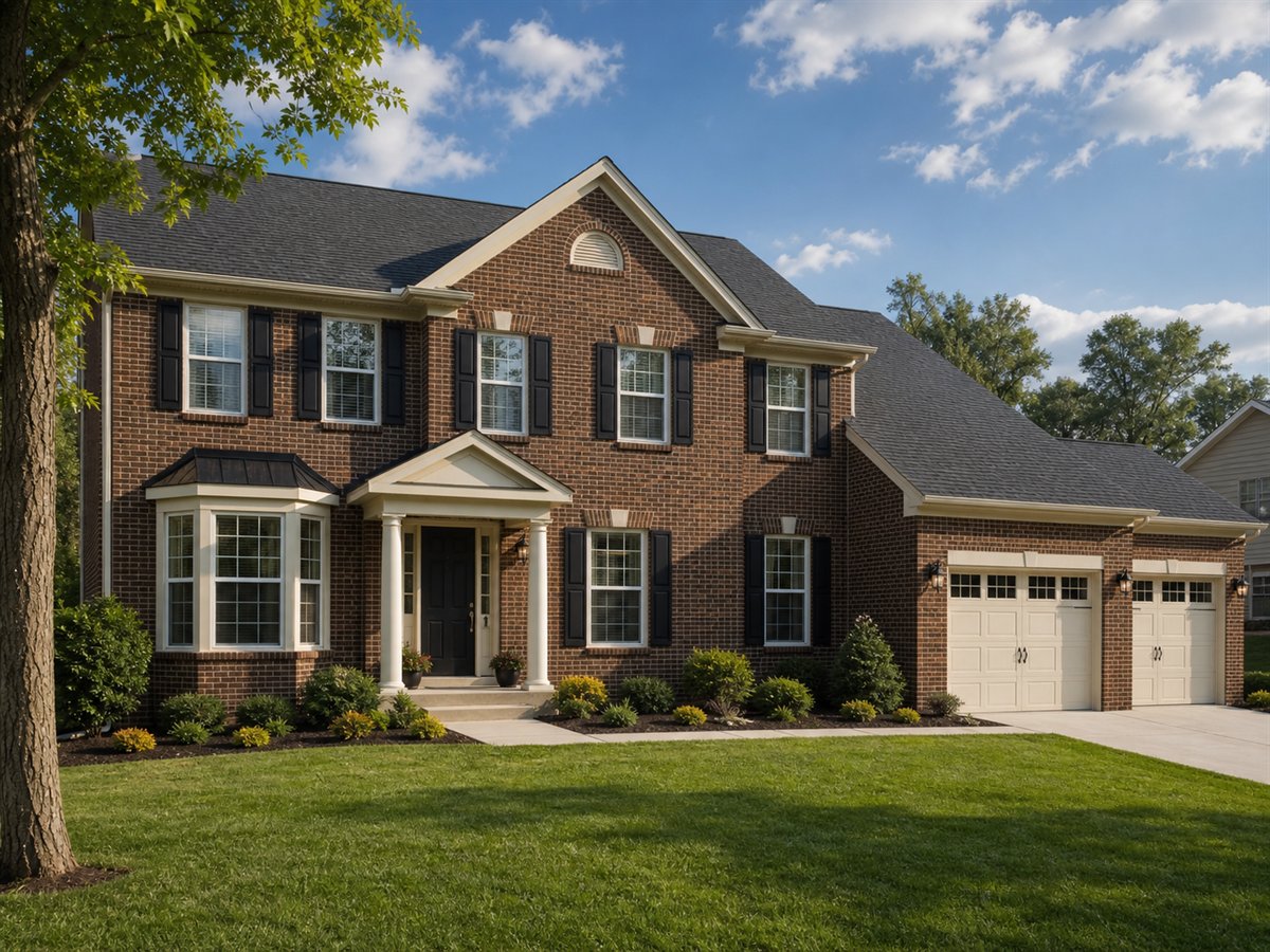 Red Oak Colonial 2906, a conceptual 2906-square-foot brick Colonial family home with a $485,625 construction target