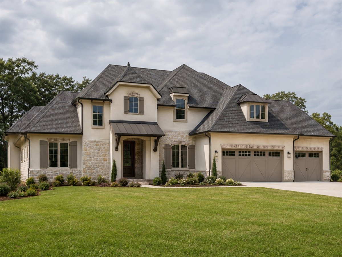 Lavender Field House 2952, a conceptual 2952-square-foot restrained French-country family home with a $491,875 construction target