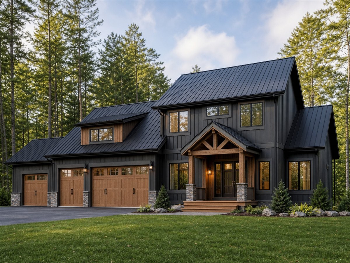 Hemlock Cabin House 2959, a conceptual 2959-square-foot modern woodland cabin family home with a $499,375 construction target
