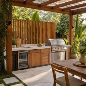 Outdoor Kitchen Privacy Wall Ideas With Airflow in Mind