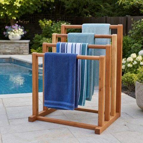 Pool Towel Rack Plans: 8 Outdoor Drying Designs