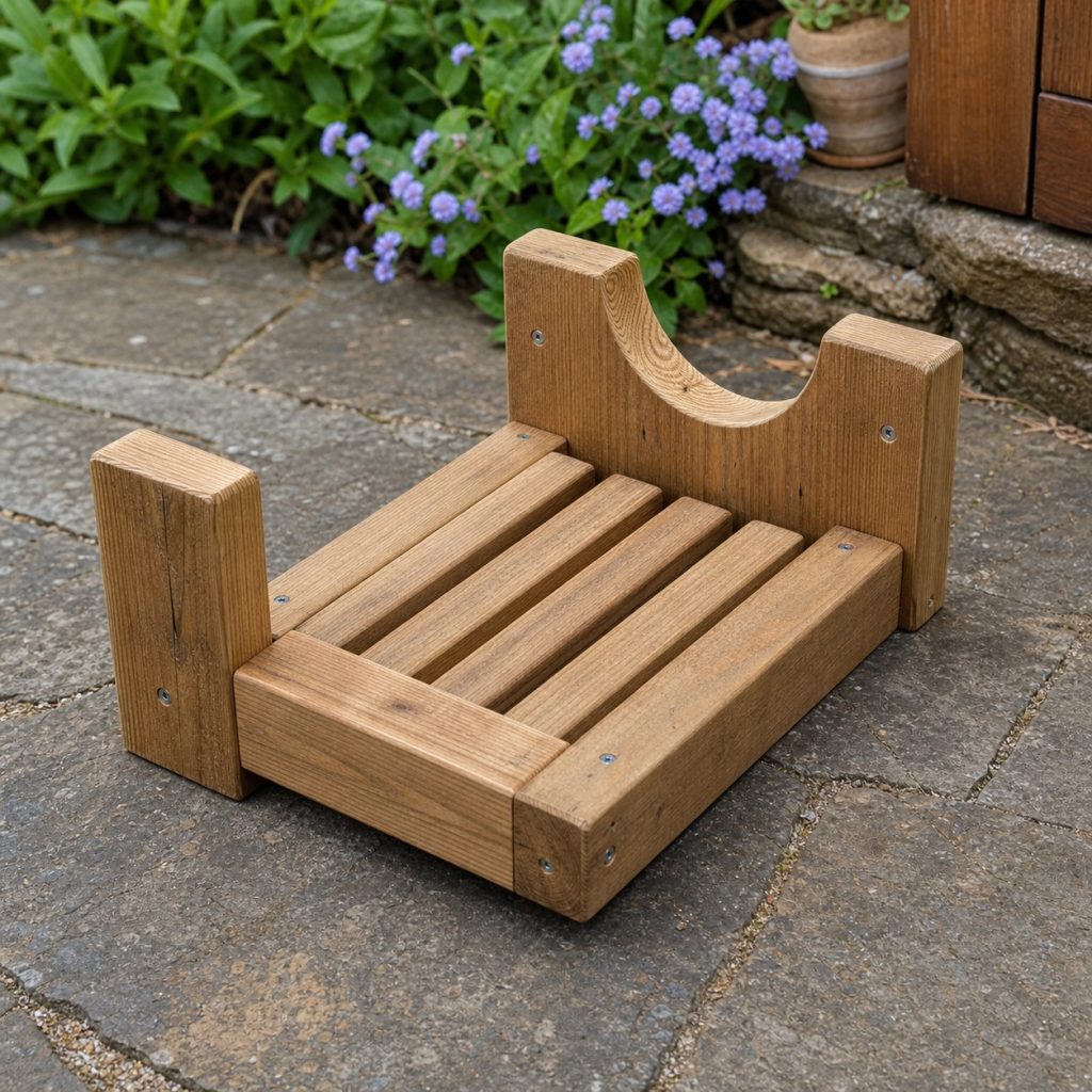 Wooden boot remover with smooth semicircular heel notch and wide base