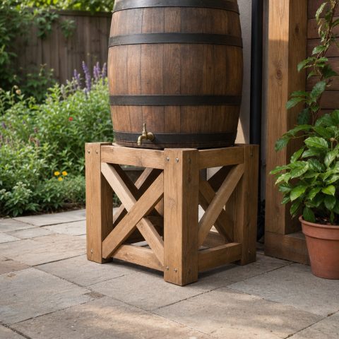 Wooden Rain Barrel Stand Plans: 8 Strong Bases